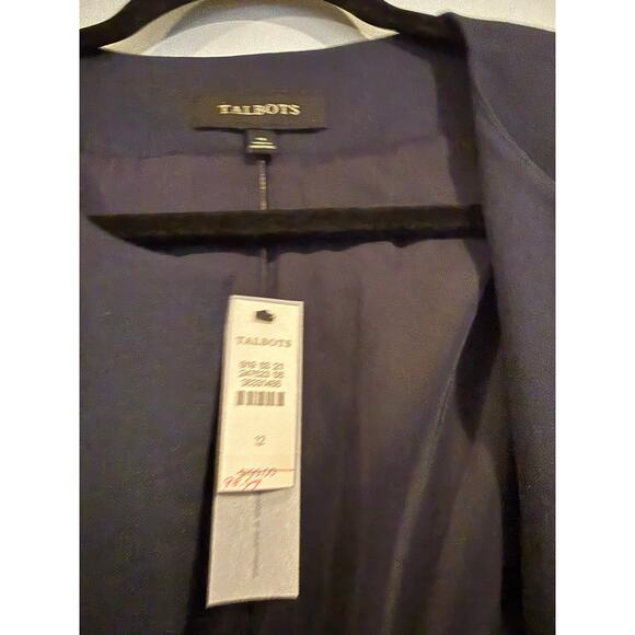 Talbots “Jackie Fit” Navy Long Open-Front Jacket – Size 12 (NWT) - Picture 3 of 5